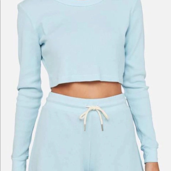 Mate the label organic blue thermal LS top and drawstring shorts set M - Picture 2 of 4